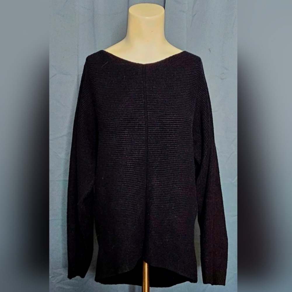 Cyrus Black Soft Textured Knit Oversized‎ High-Low Sweater Nordstrom Size M